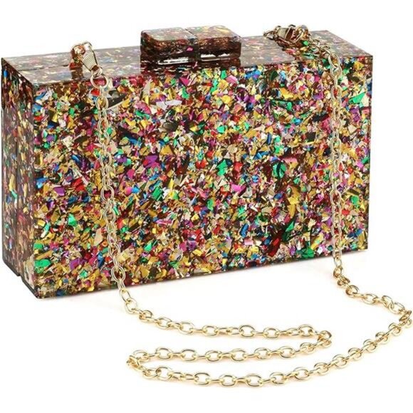 Acrylic Purses and Handbags for Women Multicolor Perspex Geometric Patterns - Picture 7 of 7